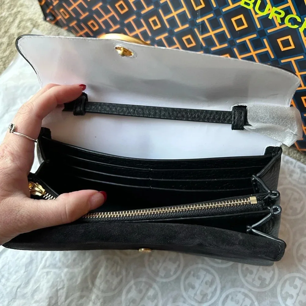Tory Burch Miller Wallet Crossbody Bag Black Gold